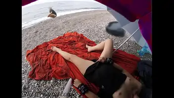 Girl lets guy cum in pussy on beach