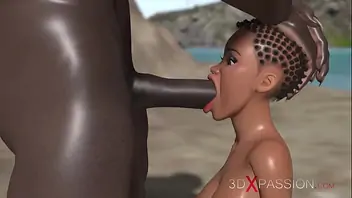 Black man licking a black woman