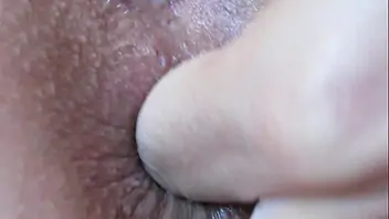 Lesbian anal fingering close up