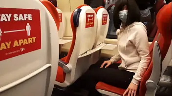 Public dick flash in the train stranger girl jerk me off and suck me