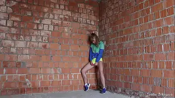 Russian Girl Sasha Bikeyeva Fit Girl Caught By A Construction Worker When She Masturbated At A Construction Site After