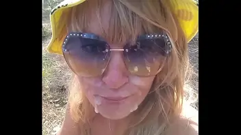 Kinky selfie quick fuck in the forest blowjob ass licking doggys