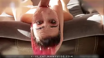 Sloppy Upside Down Throat Fuck Balls Deep Facefucking Kiss Cat