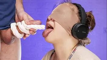 Blindfold cum in mouth