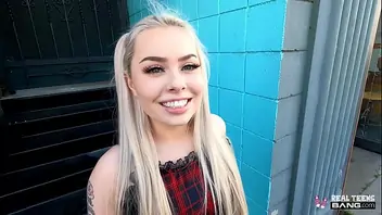 Blonde newbie gets banged hard in first porno