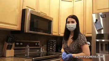 Mature maid cleaning naked